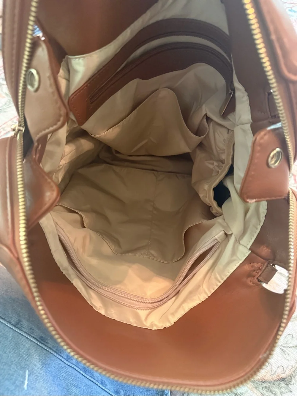 Miss Fong Leather Tote in Warm Cognac